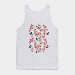 Peach pink sakura butterflies Tank Top